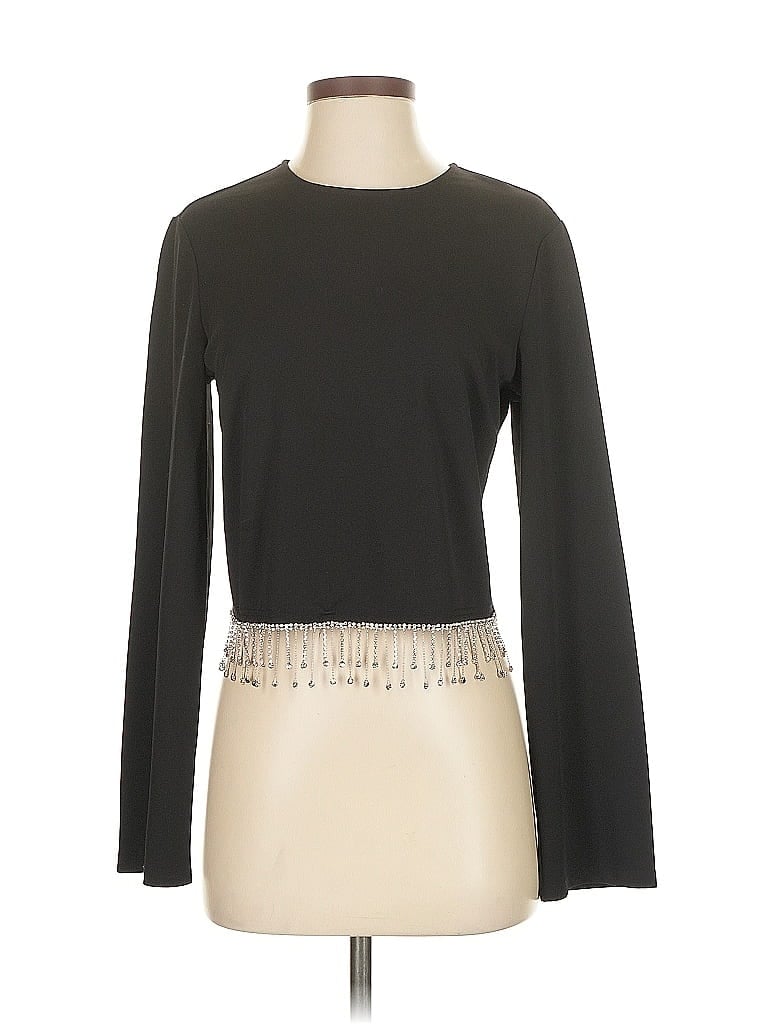 Aqua Long Sleeve Top Gray Mock Neckline Tops In Multi