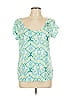Fresh Produce 100% Cotton Teal Short Sleeve Blouse Size L - photo 1
