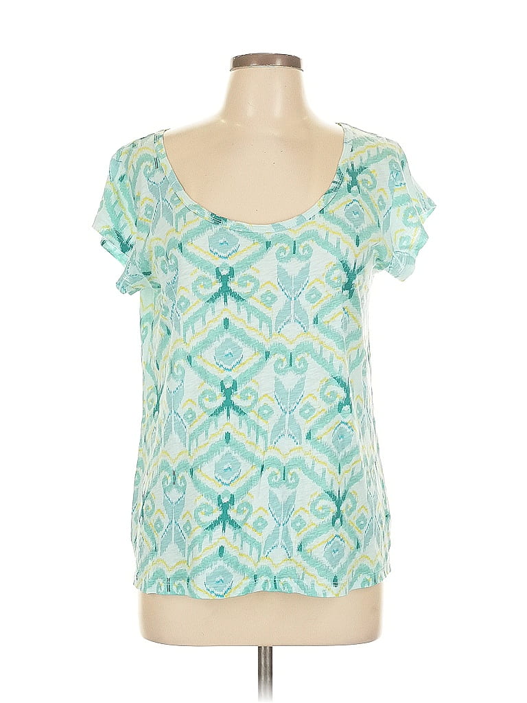 Fresh Produce 100% Cotton Teal Short Sleeve Blouse Size L - photo 1