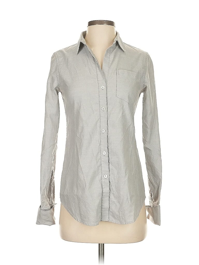 Pre-owned Theory Long Sleeve Button Down Shirt In Gray