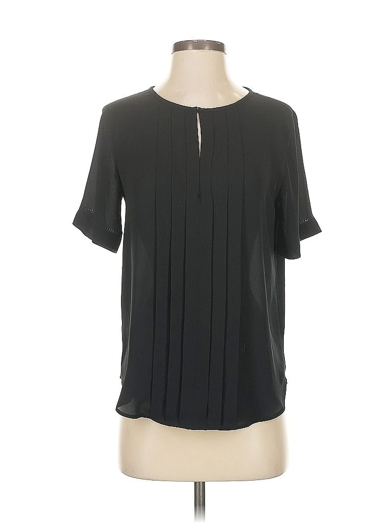 Pre-owned Ann Taylor Short Sleeve Blouse In Black