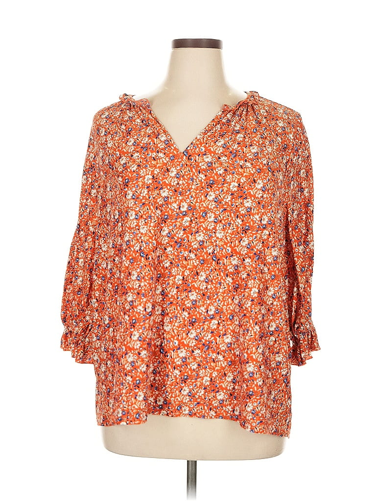 Pre-owned Melloday 3/4 Sleeve Blouse In Orange