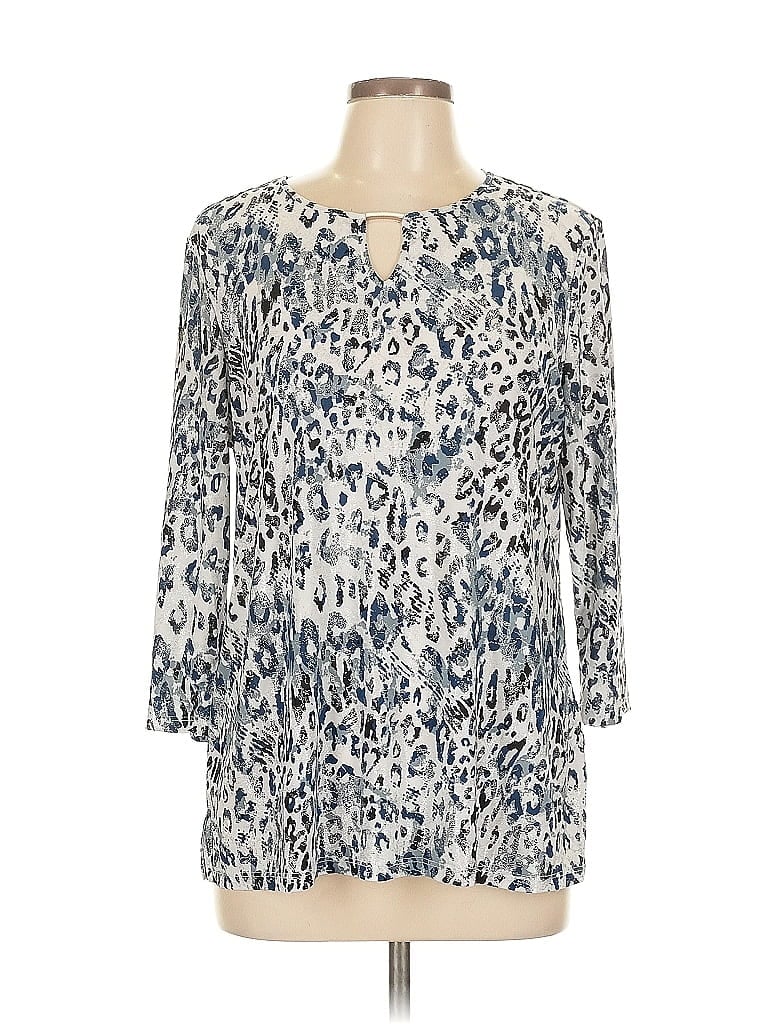 Pre-owned Emily Daniels 3/4 Sleeve Blouse In Silver