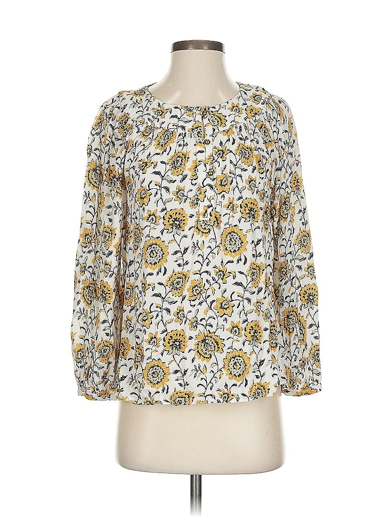 Pre-owned Garnet Hill 3/4 Sleeve Blouse In Yellow