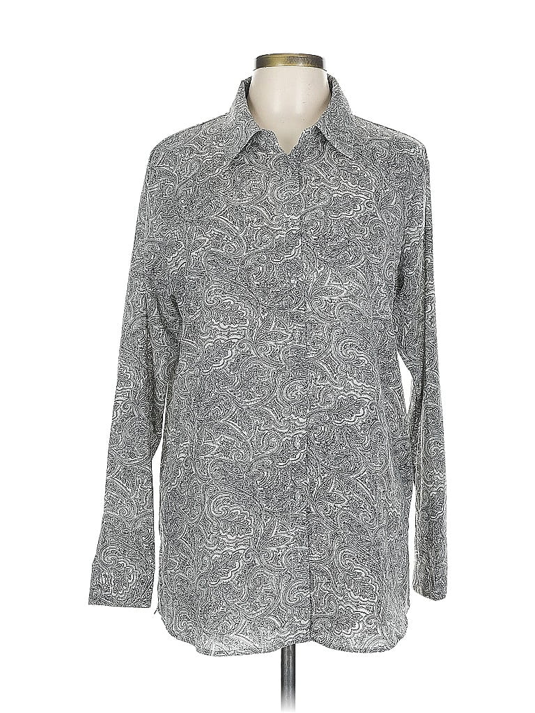 Pre-owned T Tahari Long Sleeve Blouse In Gray