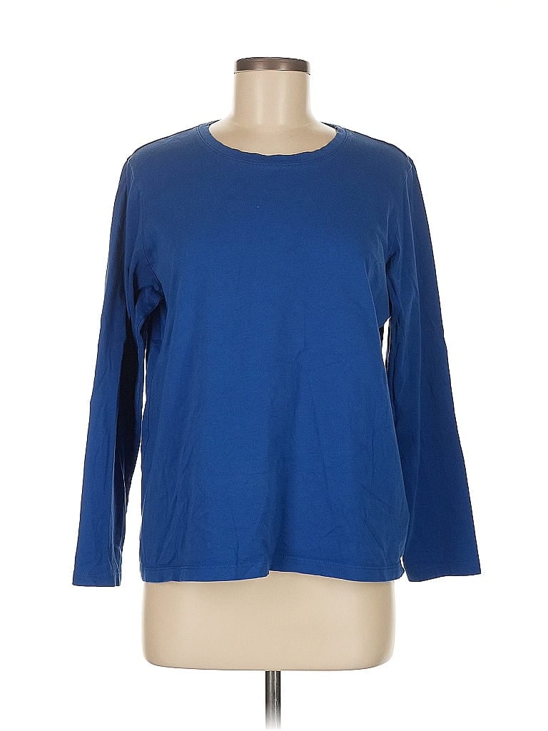 Pre-owned Lands' End 3/4 Sleeve T-shirt In Blue