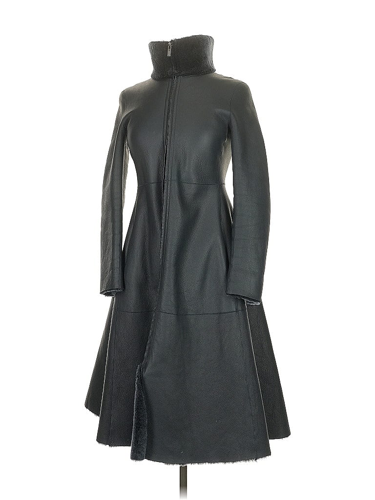 Armani Collezioni 100% Shearling Black Coat Size 2 - photo 1