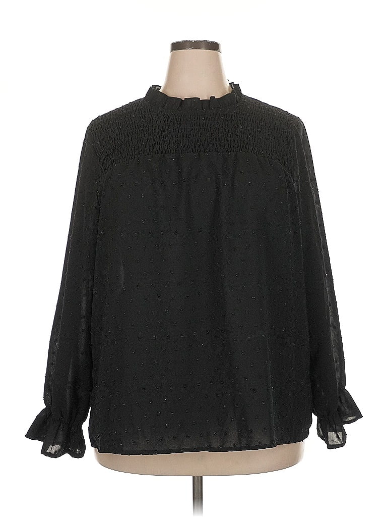 Pre-owned Shein Curve Long Sleeve Blouse In Black