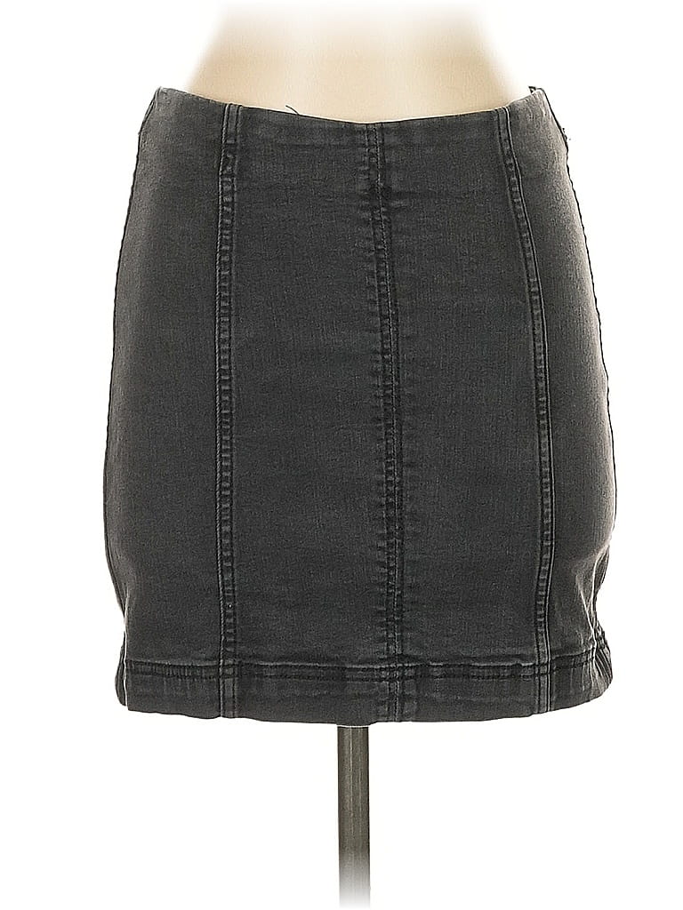 Pre-owned Free People Denim Skirt In Gray