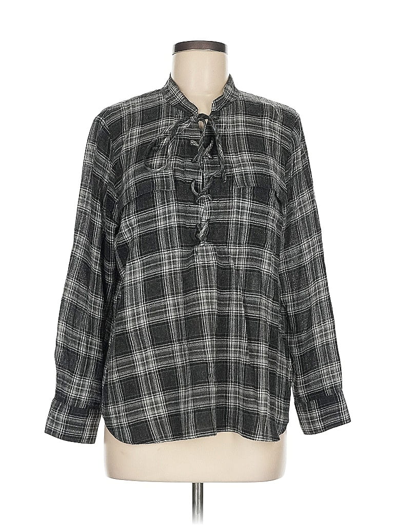 Pre-owned Madewell Long Sleeve Blouse In Gray