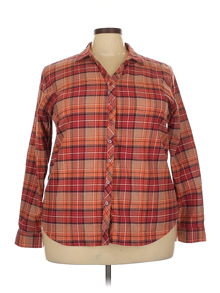 Pre-owned Weatherproof Long Sleeve Button Down Shirt In Red
