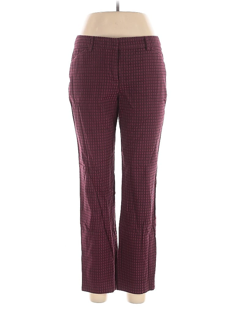 Zac & Rachel Houndstooth Burgundy Casual Pants Size 10 - photo 1
