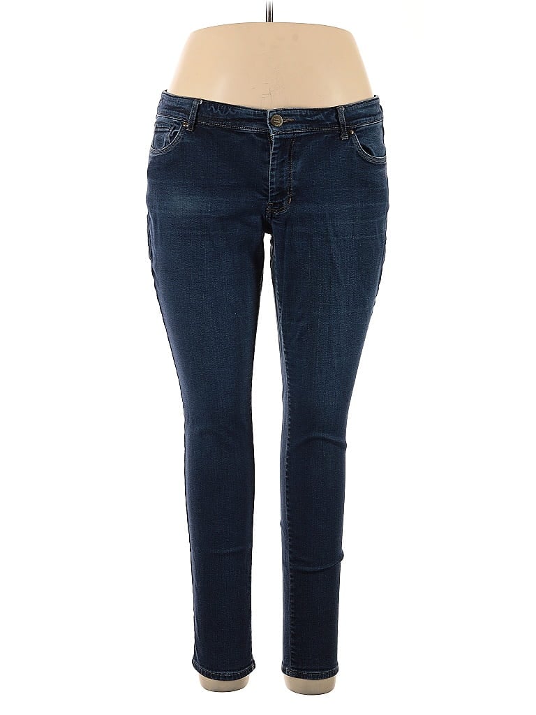Eddie Bauer Solid Blue Jeans Size 14 - photo 1