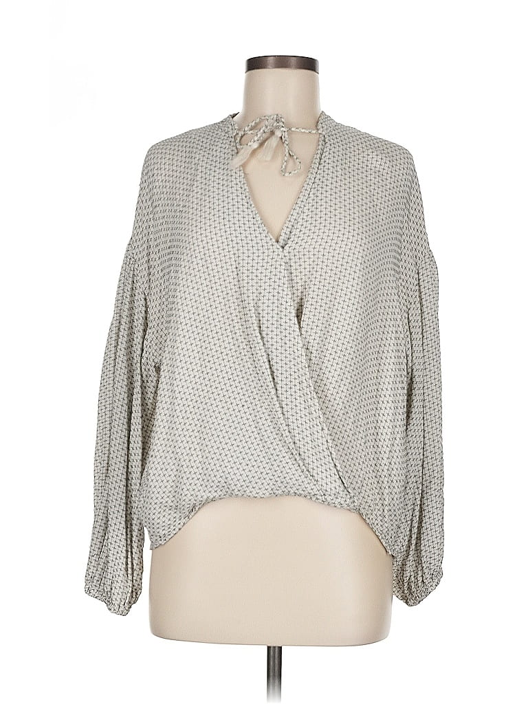 Lou & Grey for LOFT 100% Rayon Silver Long Sleeve Blouse Size M - photo 1