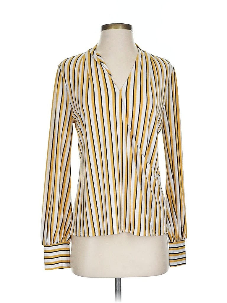 Pre-owned Adrianna Papell Long Sleeve Blouse In Yellow