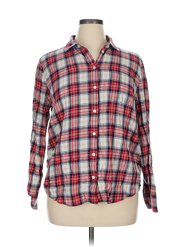 Pre-owned J.crew Factory Store Long Sleeve Button Down Shirt In Red