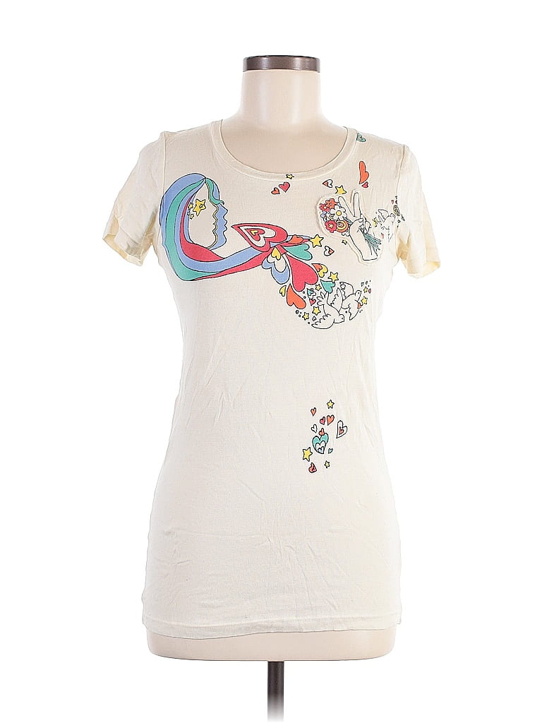 Scrapbook 100% Cotton Floral Ivory Short Sleeve T-Shirt Size L - photo 1