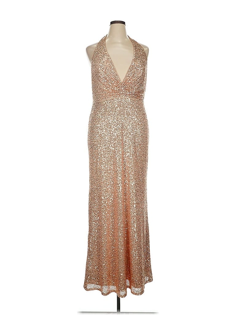 IEENA for Mac Duggal 100% Polyester Metallic Gold Cocktail Dress Size 14 - photo 1