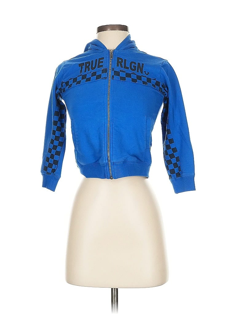 Pre-owned True Religion Zip Up Hoodie In Blue