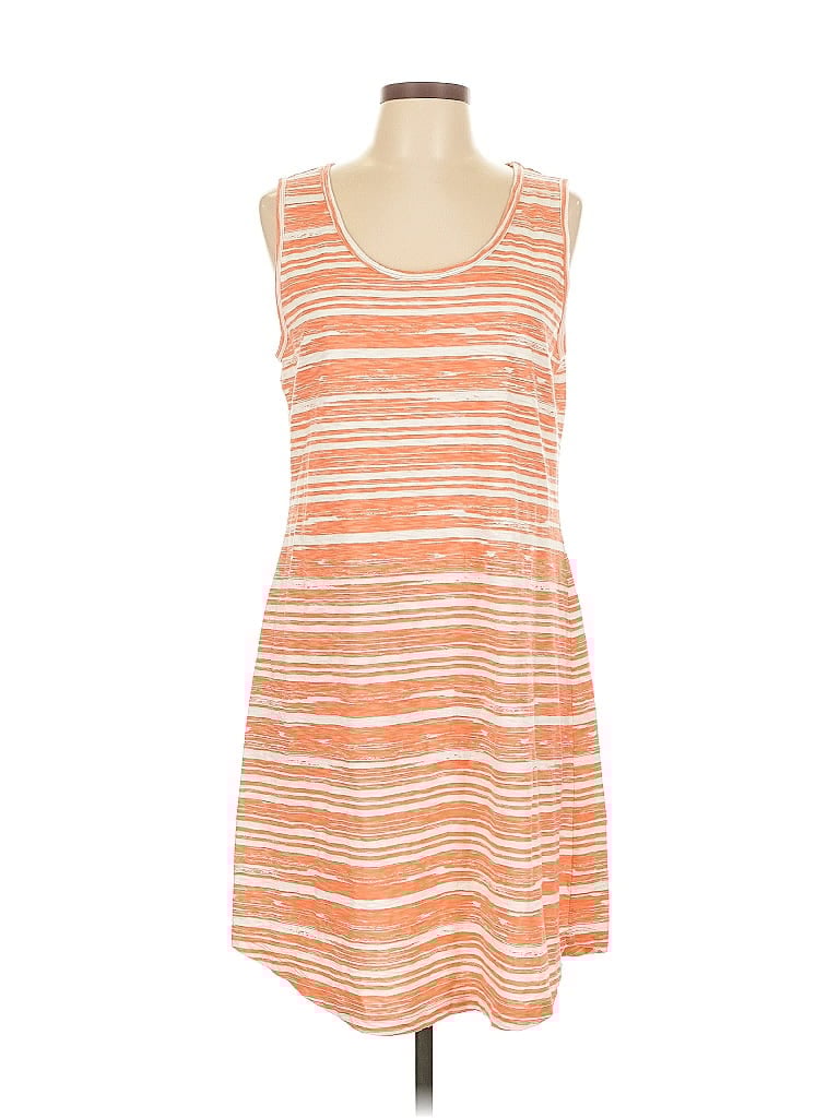 Natural Reflections 100% Cotton Stripes Orange Casual Dress Size L - photo 1