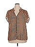 Rose + Olive 100% Polyester Brown Short Sleeve Blouse Size 2X - photo 1