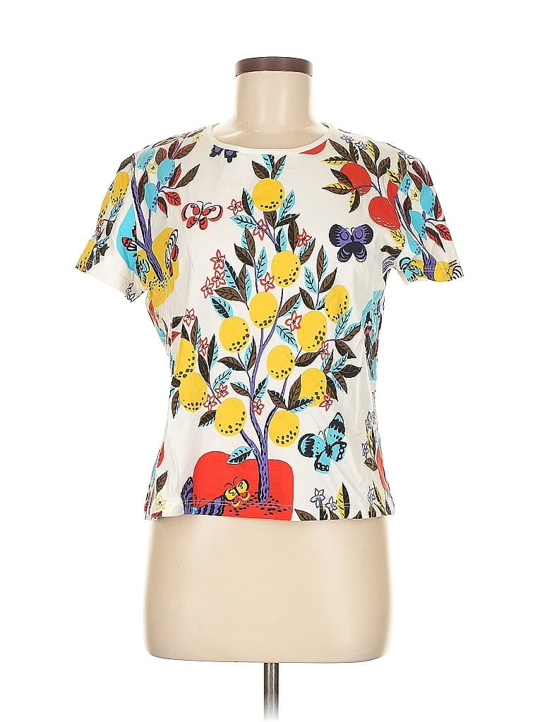 St. John Sport Floral Ivory Short Sleeve T-Shirt Size M - photo 1