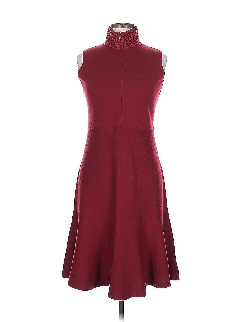 Akris Punto Solid Burgundy Red Cocktail Dress Size 10 - photo 1