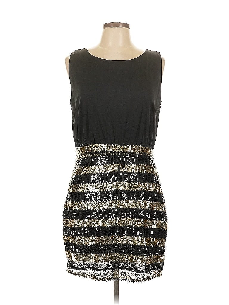 Paraella 100% Polyester Metallic Black Cocktail Dress Size L - photo 1