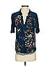 Tiny 100% Rayon Floral Blue Short Sleeve Blouse Size S - photo 1