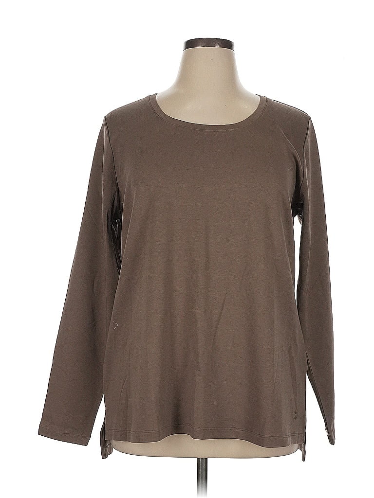 Isaac Mizrahi LIVE! 100% Cotton Brown Long Sleeve T-Shirt Size XL - photo 1