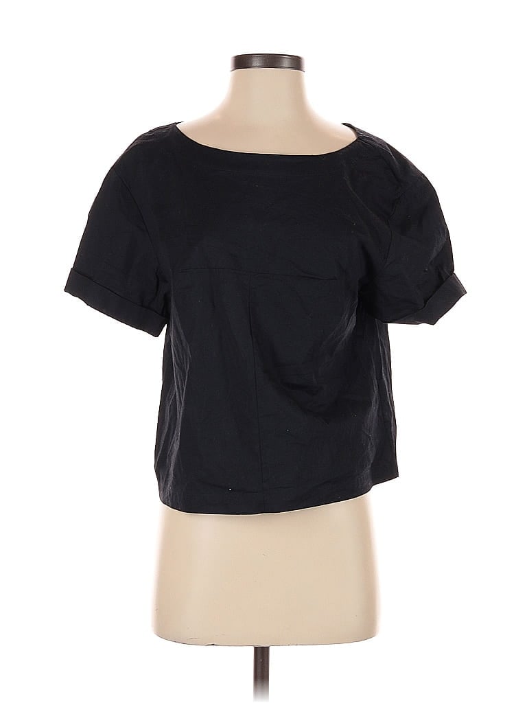 Pre-owned J.crew Factory Store Short Sleeve Top Black Boatneck Tops