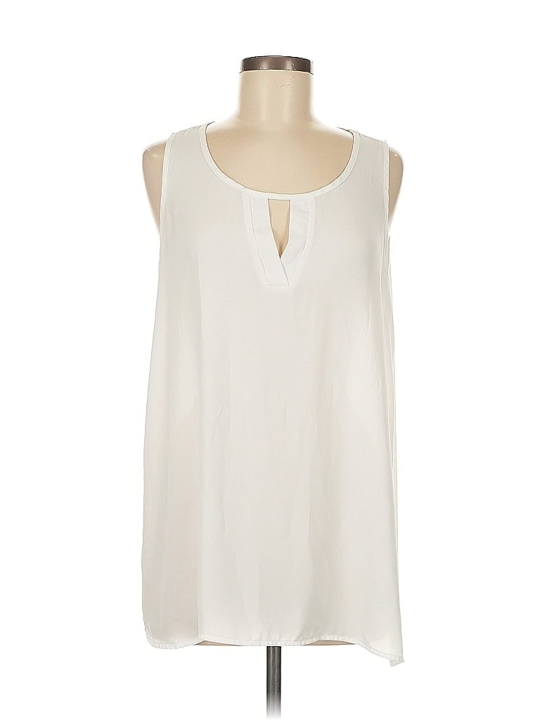 Pleione 100% Polyester Ivory Sleeveless Blouse Size M - photo 1