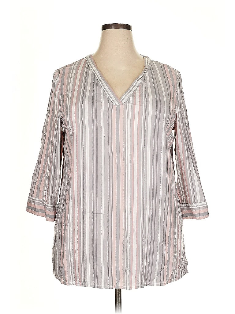 Pre-owned Liz Claiborne 3/4 Sleeve Blouse In Gray