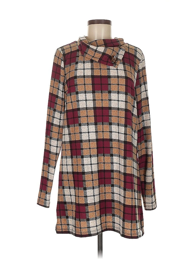 D&Co. Plaid Burgundy Pullover Sweater Size M - photo 1