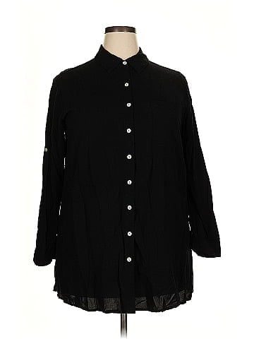 Roaman's 3/4 Sleeve Button-Down Shirt (view 1)