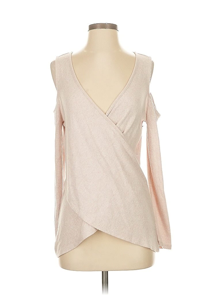 Pre-owned Boston Proper Long Sleeve Top Tan One Shoulder Neckline Tops In Brown