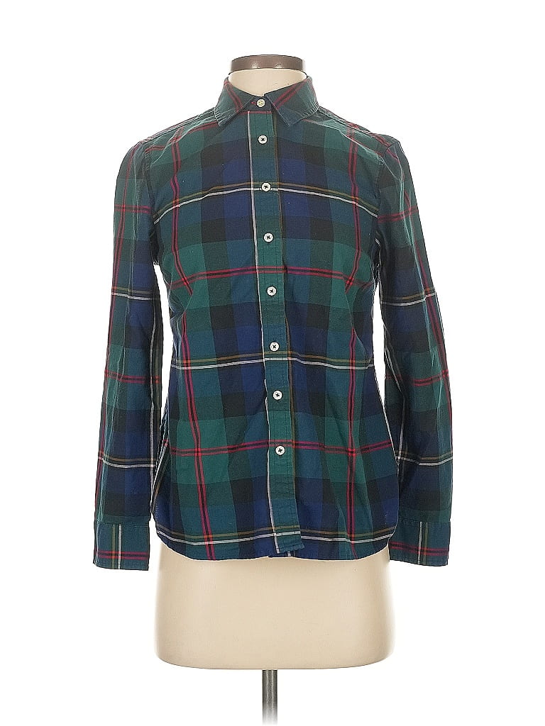 Pre-owned Talbots Long Sleeve Button Down Shirt In Green