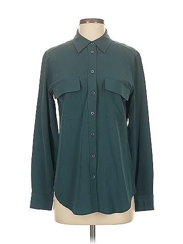 R | Label Long Sleeve Silk Top (view 1)