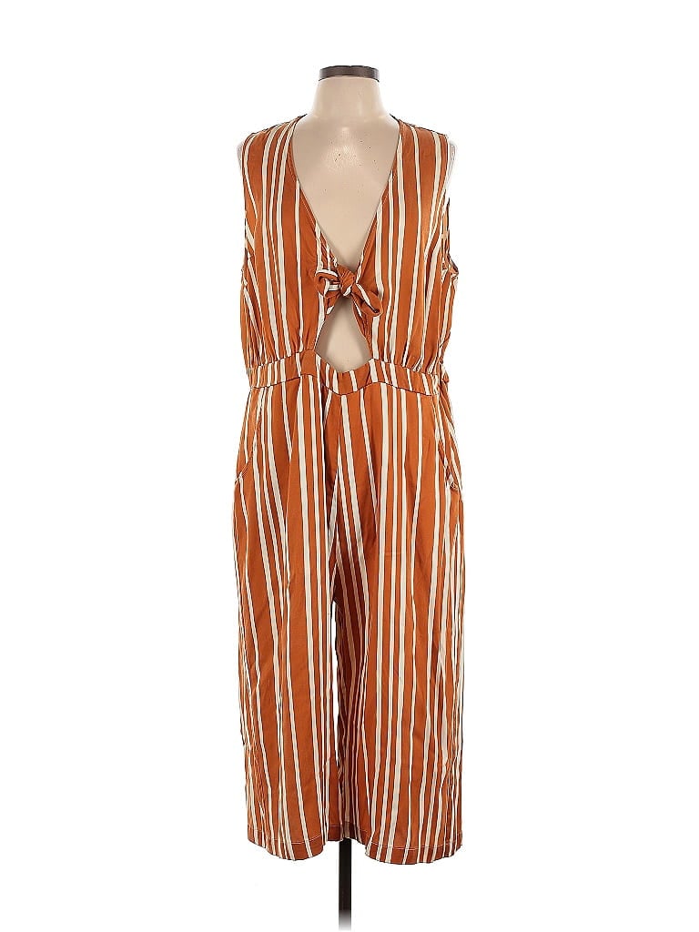 Premme 100% Tencel Stripes Orange Jumpsuit Size 1X Plus (1) - photo 1