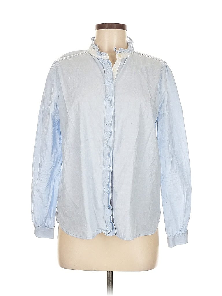 Pre-owned Ann Taylor Loft Long Sleeve Button Down Shirt In Blue