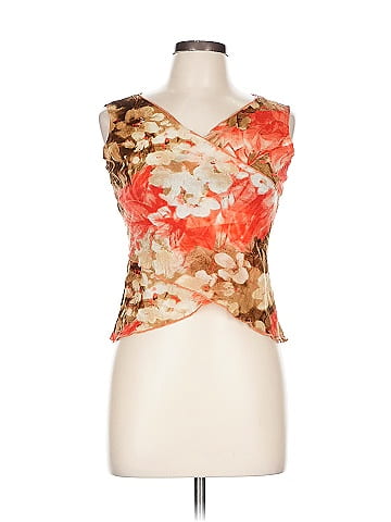 Moa Moa Floral Sleeveless Blouse in Tan (view 1)