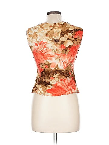 Moa Moa Floral Sleeveless Blouse in Tan (view 2)
