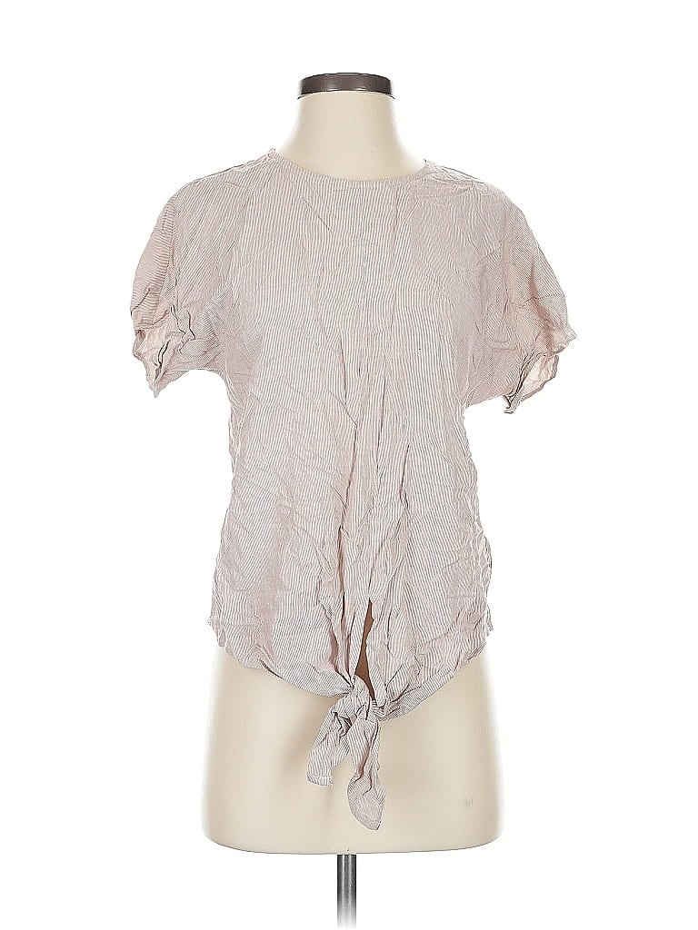 Pre-owned Madewell Short Sleeve Blouse In Gray