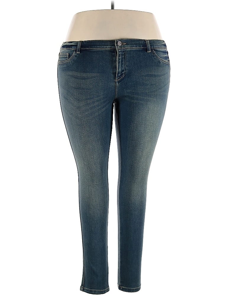 Soho JEANS NEW YORK & COMPANY Solid Blue Jeans Size 18 - photo 1