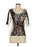 Alberto Makali Animal Print Brown 3/4 Sleeve Top Size M - photo 1