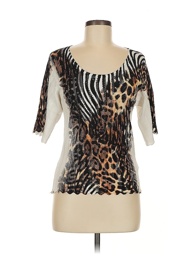 Alberto Makali Animal Print Brown 3/4 Sleeve Top Size M - photo 1