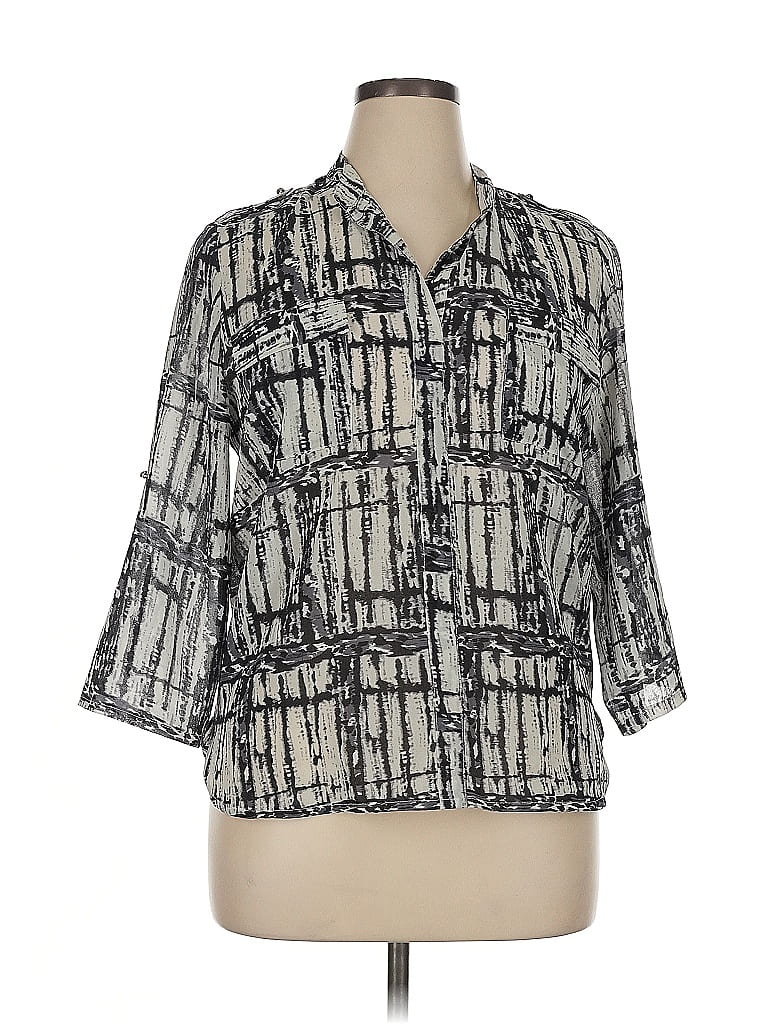 Pre-owned Assorted Brands 3/4 Sleeve Button Down Shirt In Black