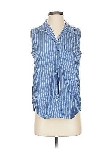 Lizsport Blue Striped Cotton Sleeveless Shirt (view 1)