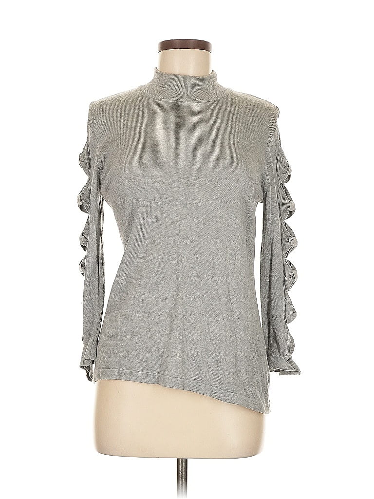 Pre-owned Cece 3/4 Sleeve Top Gray Mock Neckline Tops