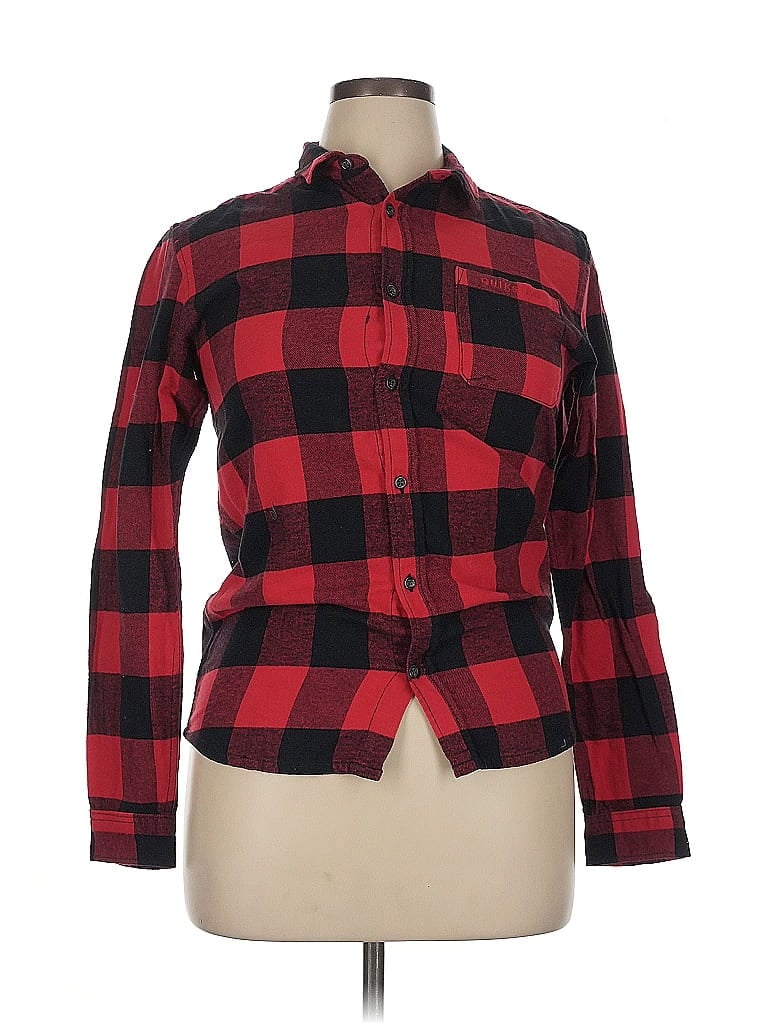 Pre-owned Quiksilver Long Sleeve Button Down Shirt In Red